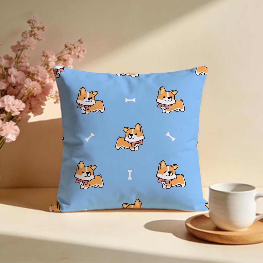 Bouncy Corgi Cushion Cover Soft Pillow Cases for Home Bedroom Living Room Sofa