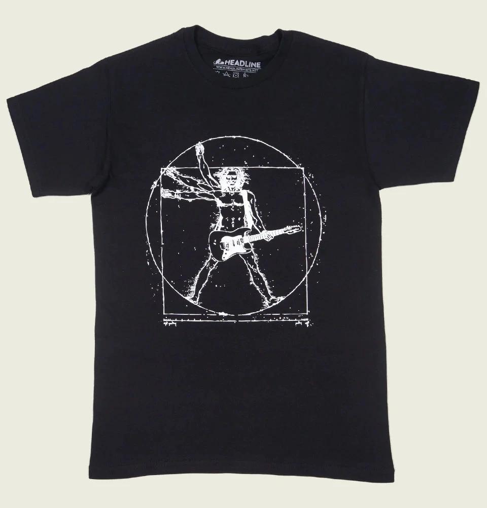 ROCK MAN Da Vinci Vintage Rocker Engaging Artistic American Retro Short Sleeve T-Shirt Men Women Summer Cotton T Shirts Clothing