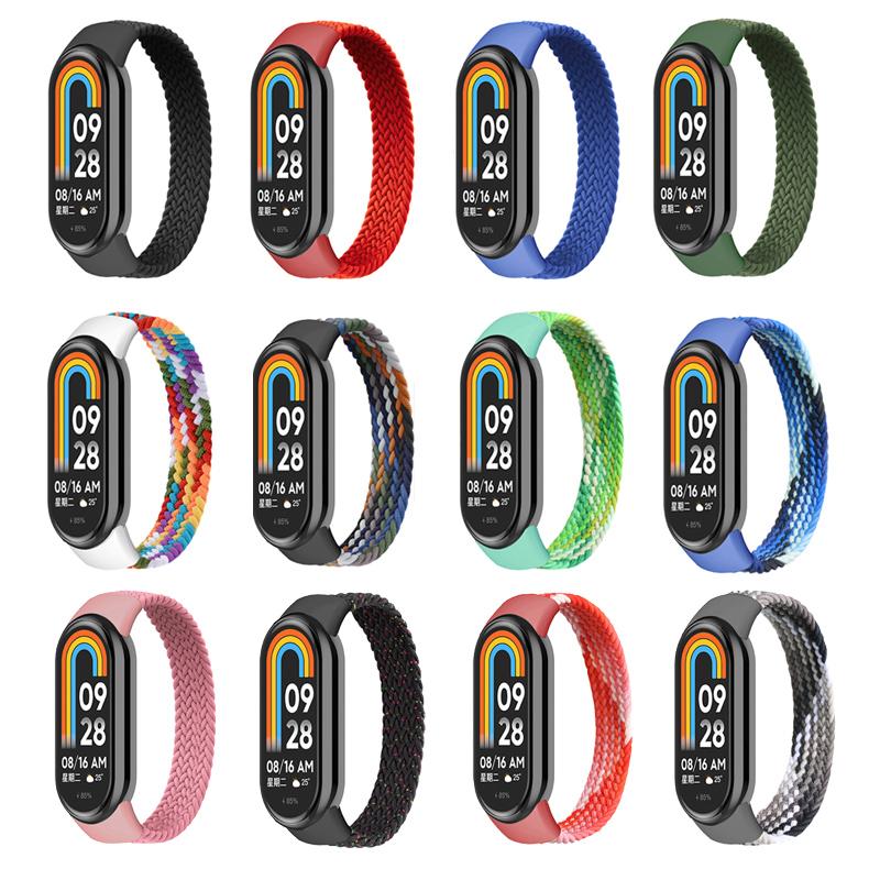 Плетеный Solo Loop для Xiaomi Mi Band 8 9 Аксессуары для ремешка Эластичные нейлоновые ремешки для часов Замена correa bracelet для Miband 8 NFC