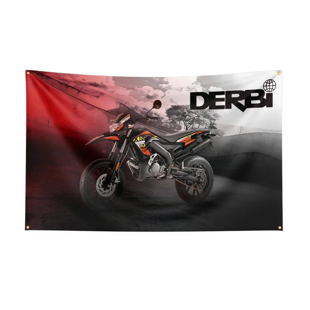 3x5 Ft DDerbi Motorcycle Flag Polyester Digital Printing Banner for Garage Wall Art Out Door Decoration With Brass Grommets