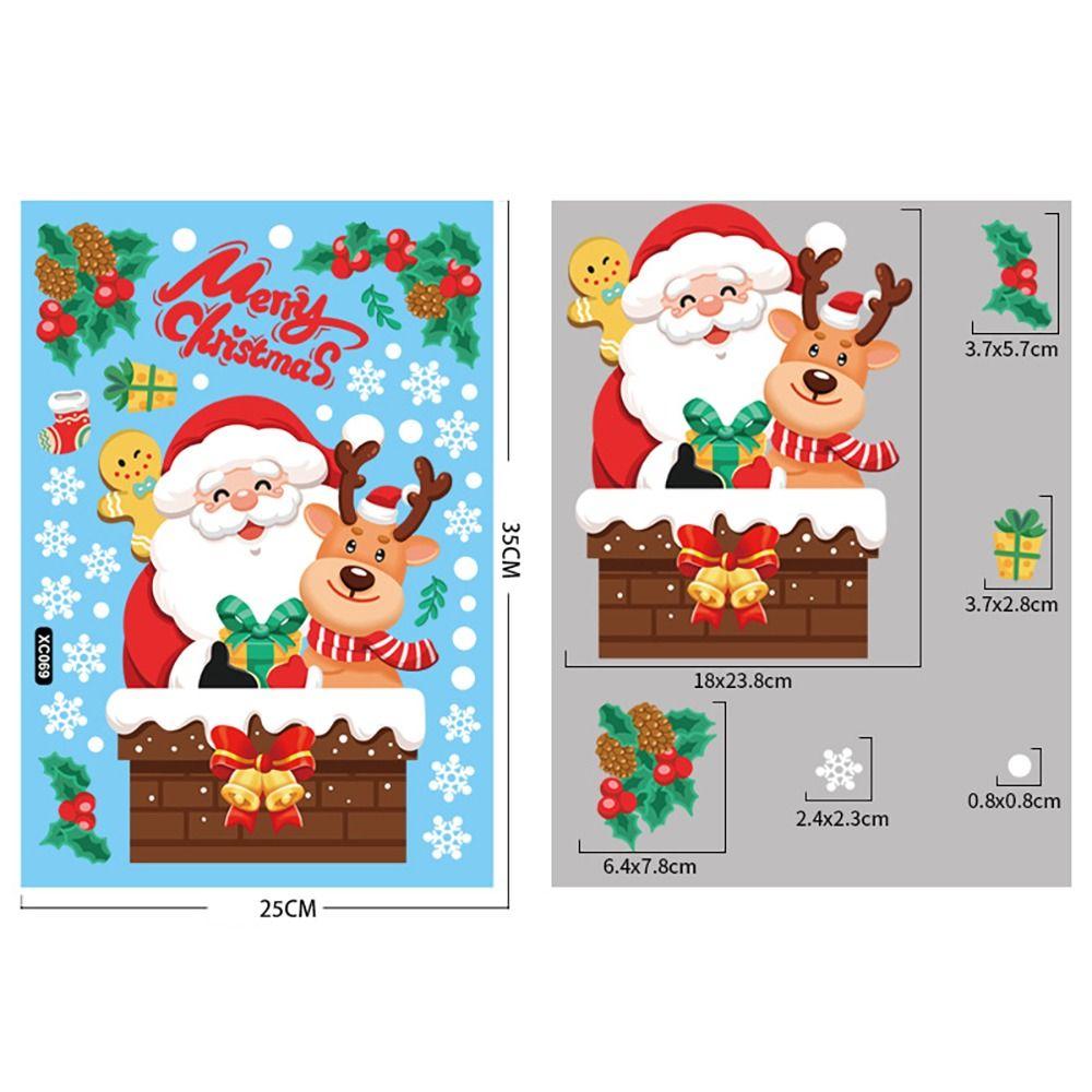 Новогодние наклейки на окна 2024, Рождественская зеркальная наклейка, статическая наклейка, рождественская наклейка, подарки