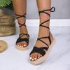 Fashion Women's Fashion Trend Strappy Velvet College Beach Vacation Style Flat Sandals