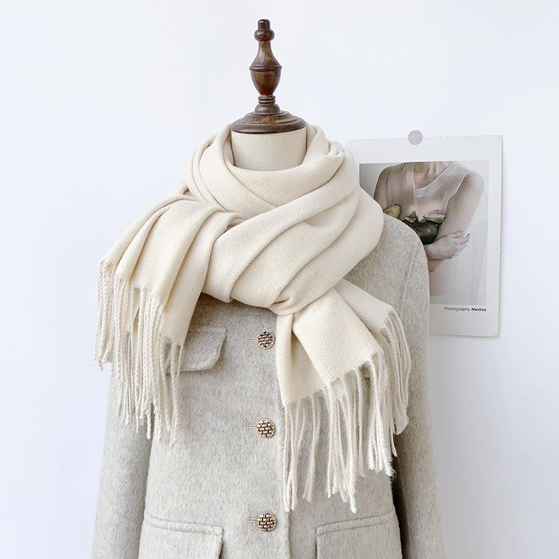 35 цветов 2024 осень и зима новый двухсторонний однотонный искусственный кашемировый кисточный платок утолщенный теплый шарф для мужчин и женщин