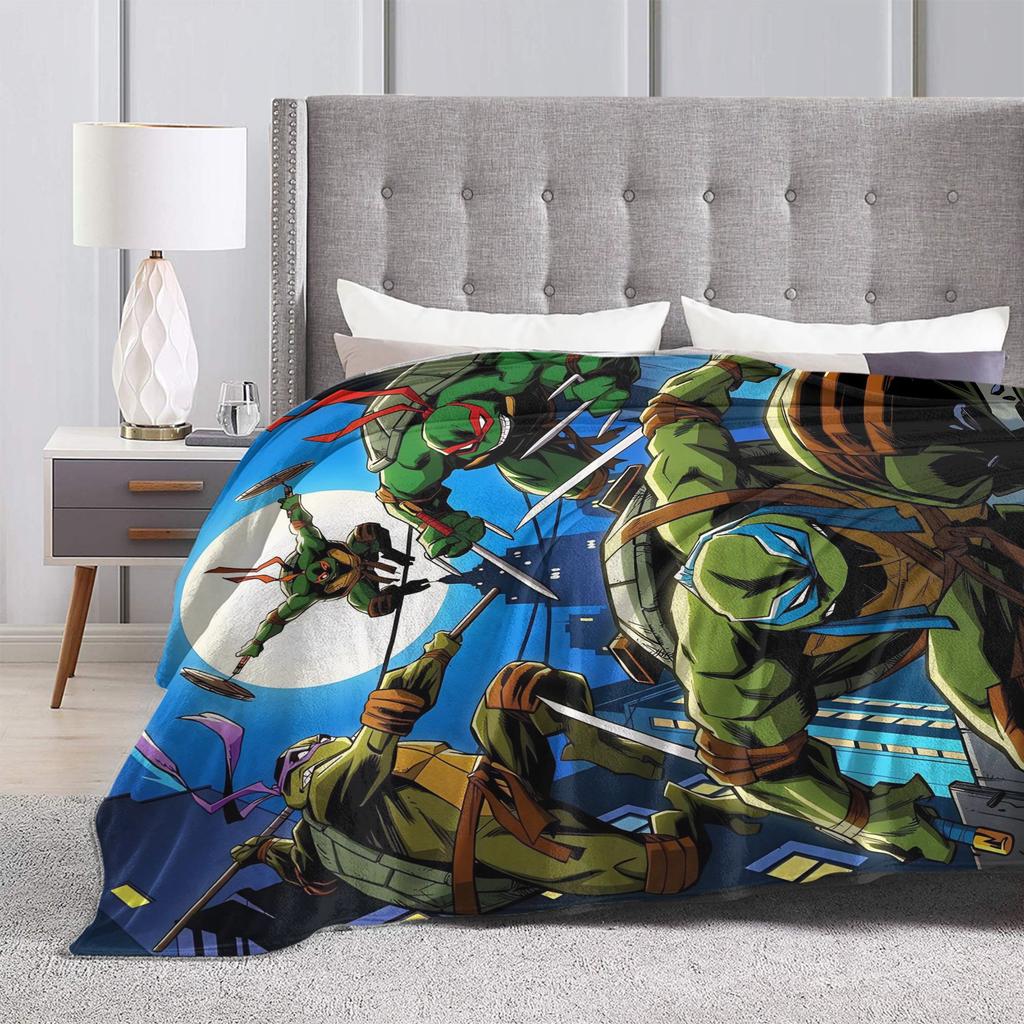 Soft Blankets Camping TMNT Game Throw Blanket Flannel Bedspread For Couch Chair Sofa Bed Street Trend Sofa Bed Cover