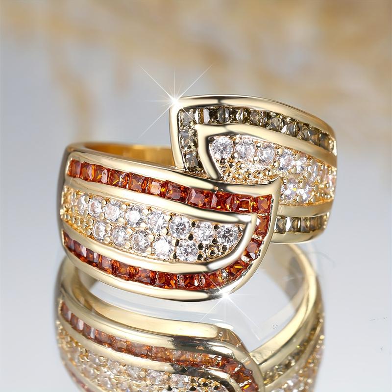 Роскошное золотое геометрическое кольцо с цирконием для женщин и девушек, помолвочное кольцо, подарок на свадьбу, ювелирные изделия для вечеринки