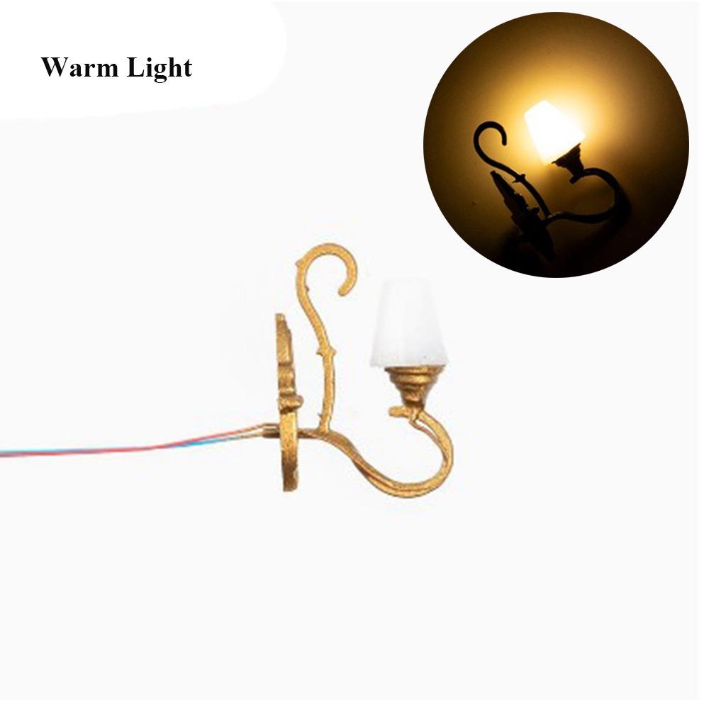 1.5*2.3cm White/Warm Light Model 3V Sand Table Chandelier New Dollhouse Wall Lamp
