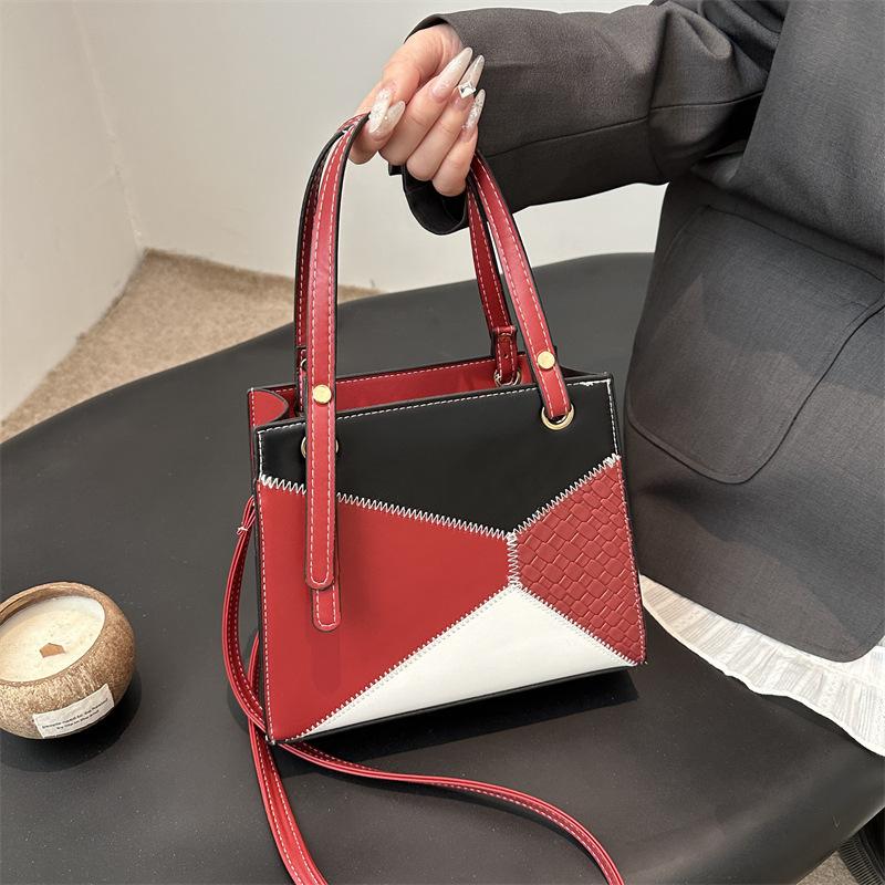 Women's Bag 2025 New Trendy Handbag Korean Version Personalized Contrasting Color Splicing Large-capacity Fashionable Shoulder Messenger Bag