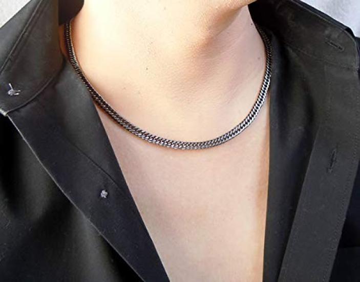 Цепочка-ожерелье Кихей из чистого титана с германием Легкая и нежная Простая двойная огранка, подходит для спорта (70см) дизайн, 6-сторонний Унисекс, (TGK-1-NB-70)