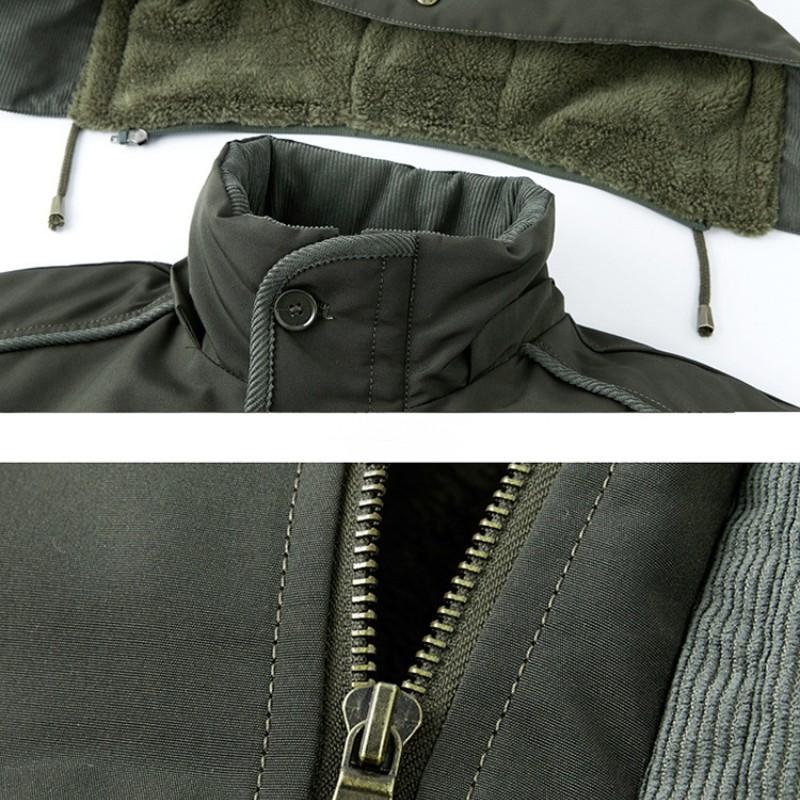 Men's Winter Extra Fleece and Thick Casual Overalls Coat Lamb Fleece Lining Quilted Jacket
