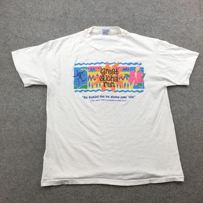 ВИНТАЖНАЯ Футболка Marathon Мужская Размер L Белая Гавайи Финишер Great Aloha Run