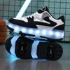 29-40 Children Four-wheel Detachable Flat Sports Shoes Rechargeable LED Luminous Sports Shoes Four-wheel Roller Skates