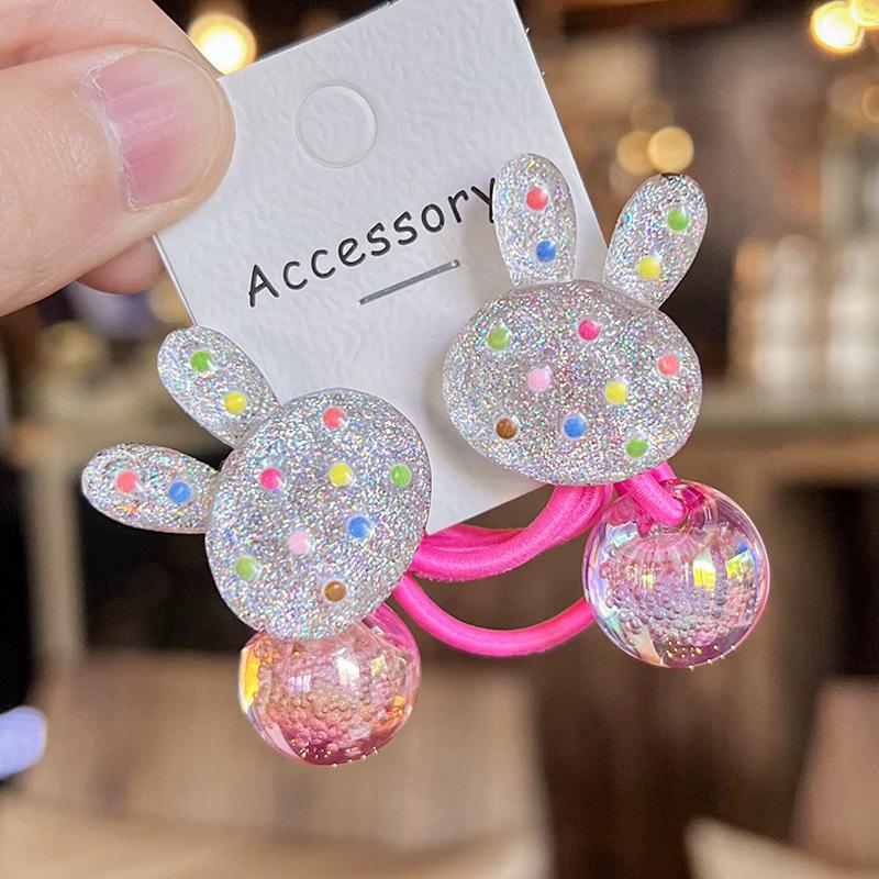 2PCS New Lovely Silvery Shimmering Polka Dots Girls Elastic Hair Bands Hair Accessories Children Hair Ties Baby Headwear