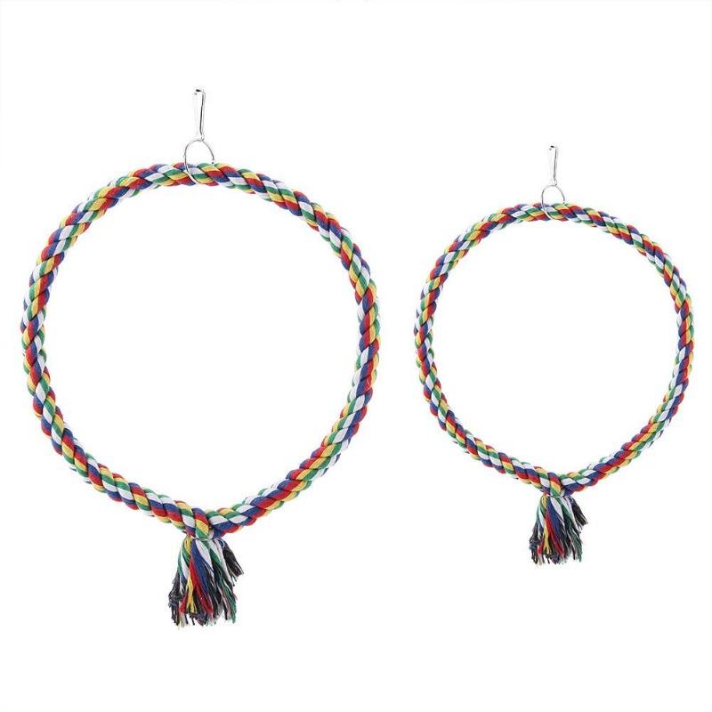 Птица Попугай Круг Кольцо Веревка Окунь Подставка Качели Жевательная Игрушка Птичья Клетка Украшения Аксессуар