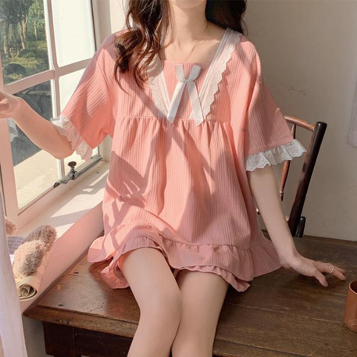 Pajamas Ladies Summer Loungewear Set Short Sleeved Cushion Korean Small Sweet Girlfriends Set