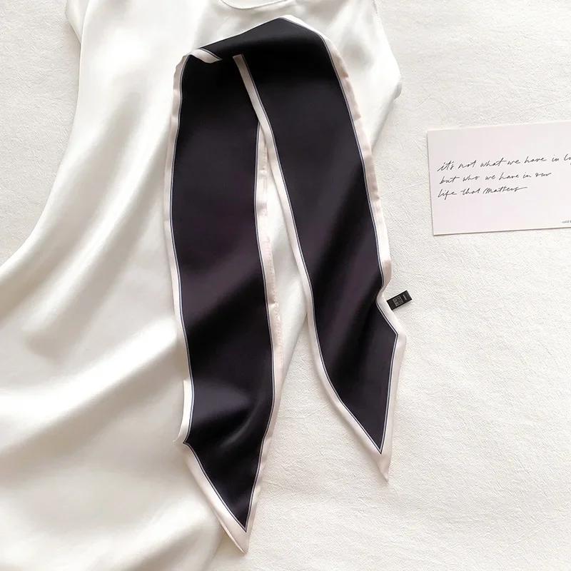 Модный принт шарф с лентой для волос, женский шейный галстук, сумка, шарфы, атласные шелковые узкие платки, женские платки с цветочными полосами, новинка 2022 года