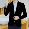 Corduroy Velvet Small Suit Men 'S Jacket Slim Fit Long Sleeve Casual Groomsmen Suit 