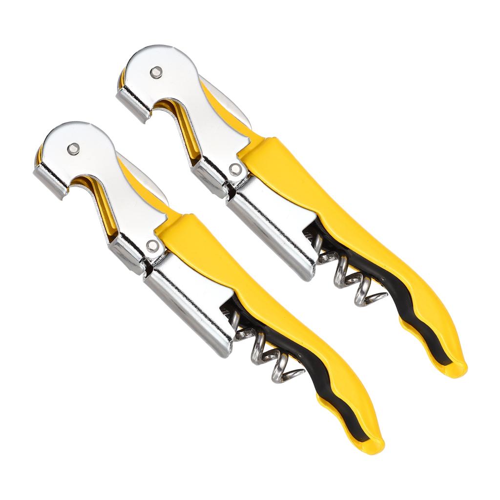 2/4Pcs Professional Waiters Corkscrew Stainless Steel Wine Key with Ergonomic Wood Grip Beer Bottle Opener and Foil Cutter