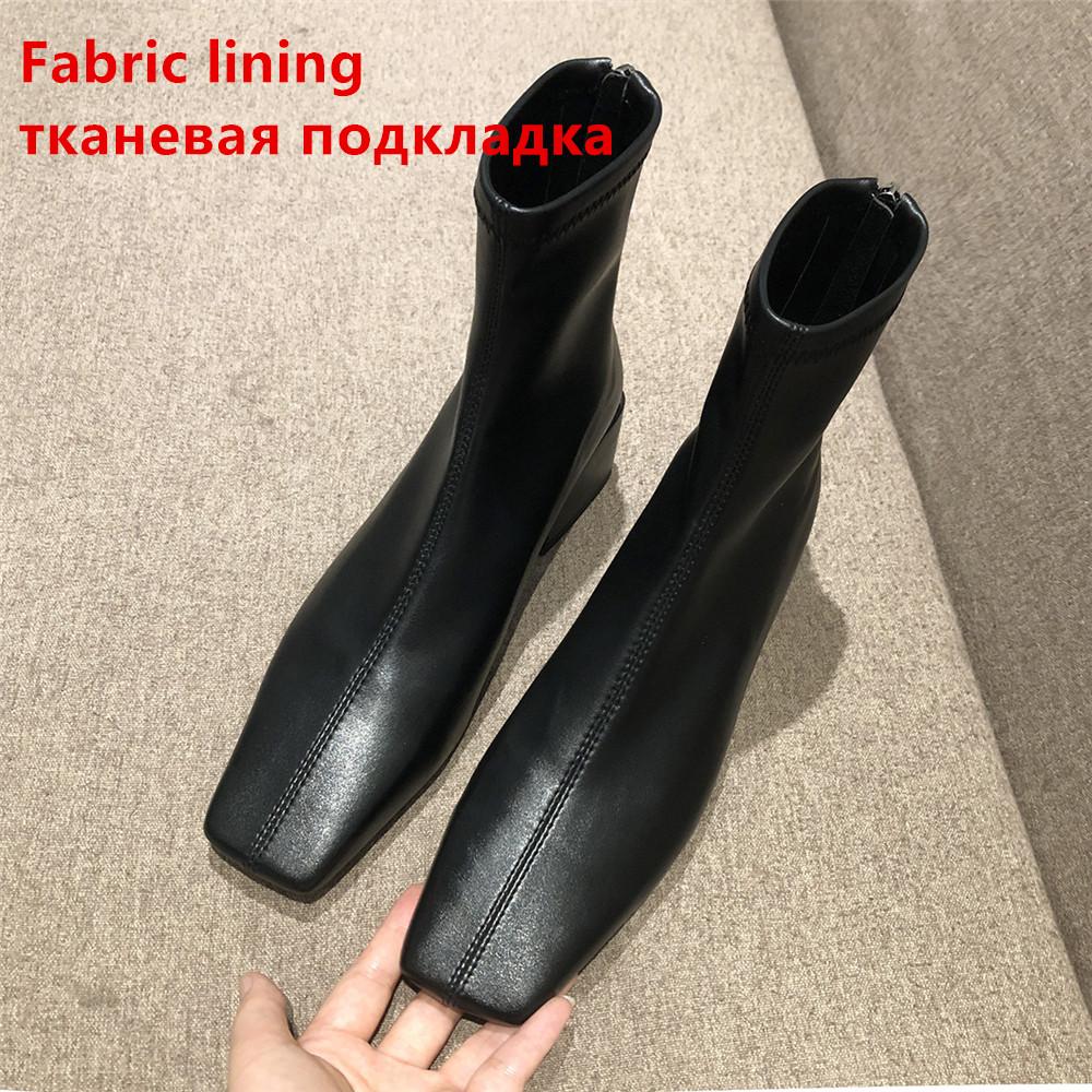 Autumn Winter Fashion Women Boots Square toe Yarn Elastic Ankle Boots Kid Suede Thick Heel Shoes Female Socks Boats Mujer