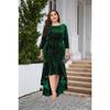 Women's Dress Plus Size Three-quarter Sleeve Mermaid High Low Hem Extra Long Velvet Dresses