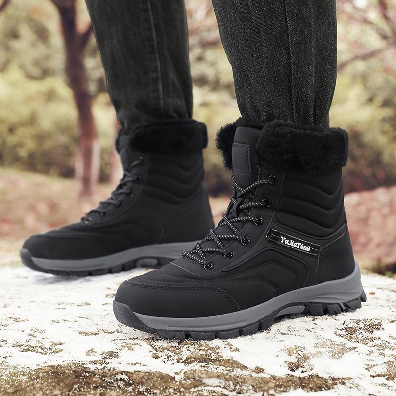 Теплые зимние мужские походные ботинки для улицы, снежные мужские ботинки, мужские рабочие повседневные кроссовки с высоким верхом, сохраняющие тепло, нескользящие ботильоны