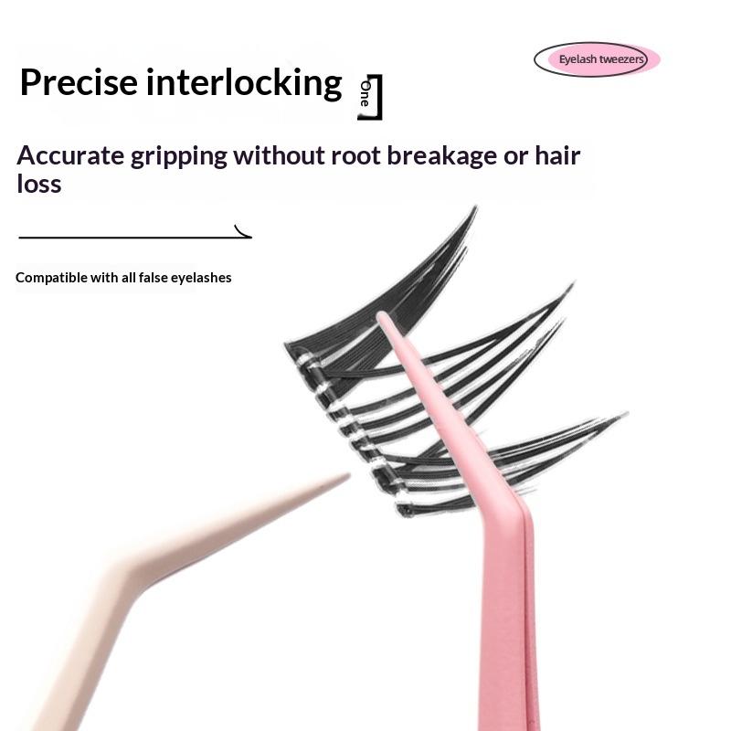 {+} 1Pcs Glue-free Eyelashes Beginner Tools Anti-Stick Applicator No Glue Eyelashes Non Stick Coated Stainless Steel Tweezer