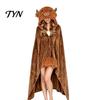 Wearable Blanket Hoodie Animal Hoodie, Adults Oversized Fleece Sweatshirt Themed Sleepwear, Halloween Cosplay Costume Plush Hooded Cape Shawl