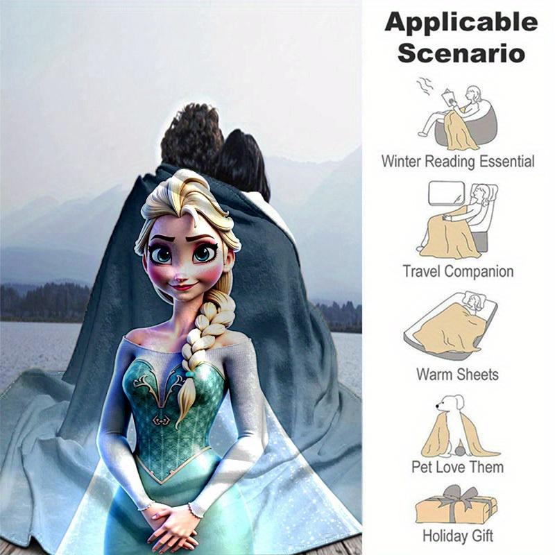 1PC Cartoon Elsa Blanket, Seasonal Universal, Home Decoration, Throw Blankets, Soft Flannel Throw Blanket, Versatile & Cozy for Bedroom, Cut