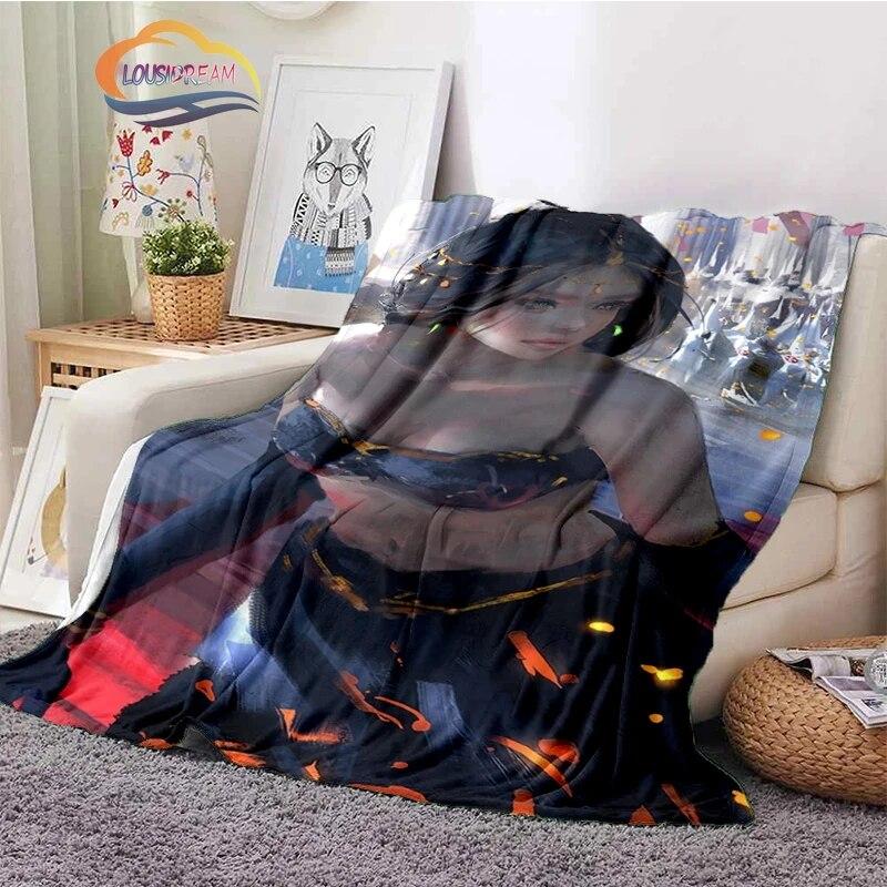 Ghost Blade Blanket 3D Printing Sexy   by Wolp Flannel Cashmere Blanket Girl Gift Beautiful Cartoon Girl