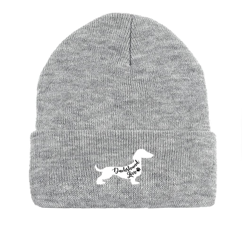 Вязаная шапка с принтом собаки таксы, шапка-бини с изображением животных, ветрозащитные мешковатые модные шапки с помпоном, вязаная шапка, шапка-бини