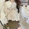 Весна и осень японский мягкий для девочек милый кружевной кукольный воротник длинный рукав женская свободная универсальная рубашка топ