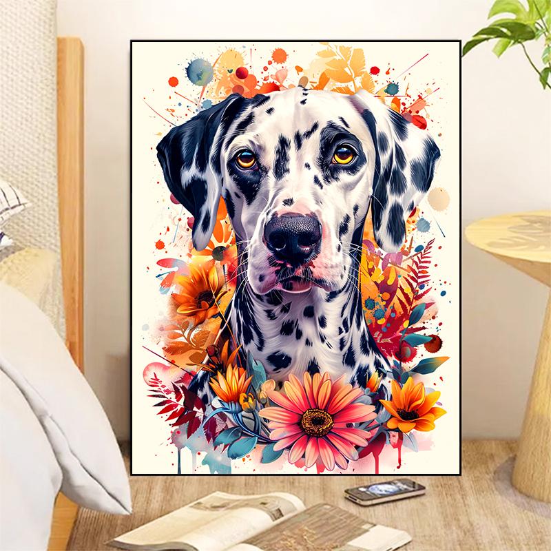 5d DIY Diamond Painting Cross Stitch Cute Animal Dog Diamond Embroidery Flowers Mosaic Full Round Drill Home Decor