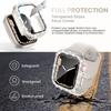 Стеклянный+Алмазный Чехол для корпуса Apple Watch 46 мм 40 мм 44 мм 41 мм 42 мм 45 мм Блестящий Бампер Защита для iWatch Серии 11 10 9 SE 7 8