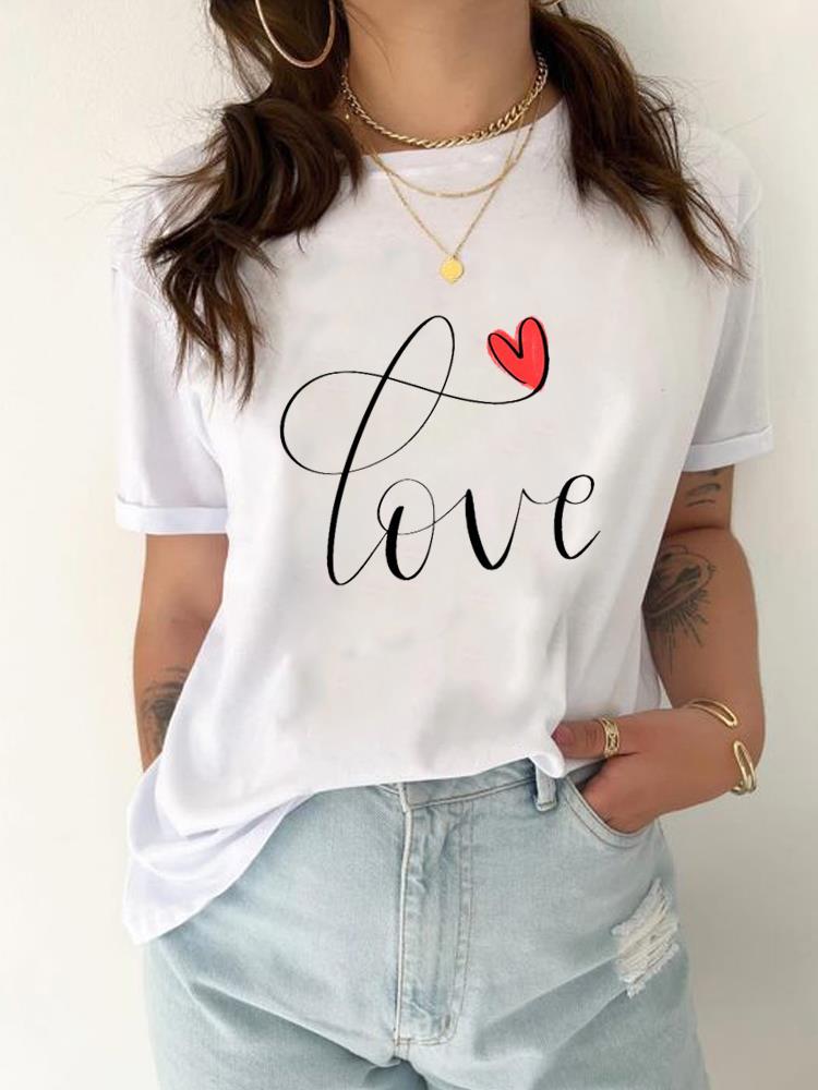 (Asian Size) Tee Top Women Leopard Love 90s Trend Cute Clothing T Shirt Woman Print Fashion Female Short Sleeve Graphic T-shirts