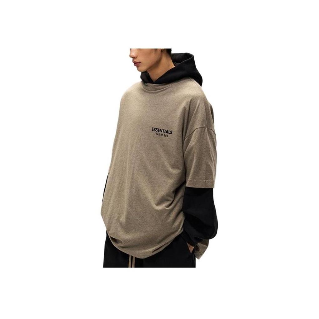 Fear of God Essentials Fw24 Праздничная Базовая Серия Футболка с Принтом Букв на Груди с Круглым Вырезом Свободная Короткая Мужская Глубокий Туманно-Серый 125HO244369F