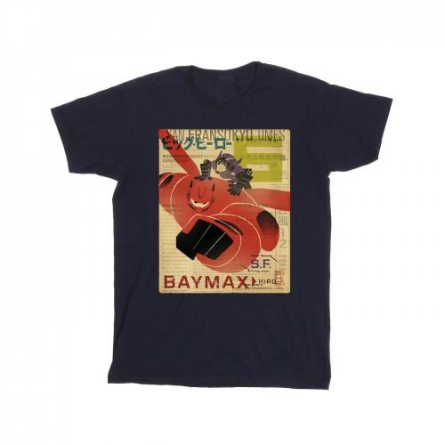 Disney Girls Big Hero 6 Baymax Flying Baymax Newspaper Cotton T-Shirt