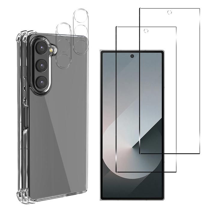 Противоударный чехол - Phonillico - Samsung Galaxy Z FOLD 6 - Мягкий силикон - 2 Закаленных стекла - Усиленная защита