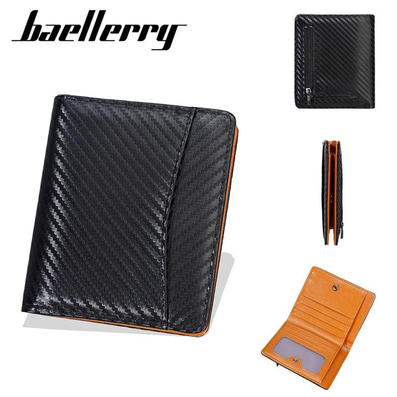 Baellerry Мужские модные короткие кошельки Классический дизайн Застежка-защелка Держатель для карт Винтажный деловой кошелек Кошельки для монет