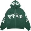 Women Y2K Zip Up Hoodie, Foam Letter Print Hooded Jacket, Loose Long Sleeve Street Sweatshirt