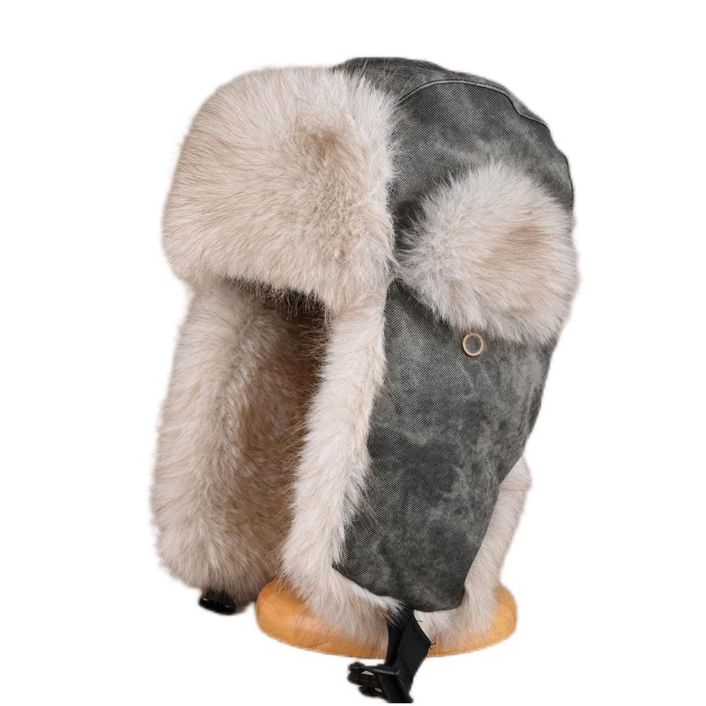 Retro Imitation Mink Hat for Men and Women Winter Thickened Plush Ear Protection Cotton Hat Outdoor Cycling Windproof Hat