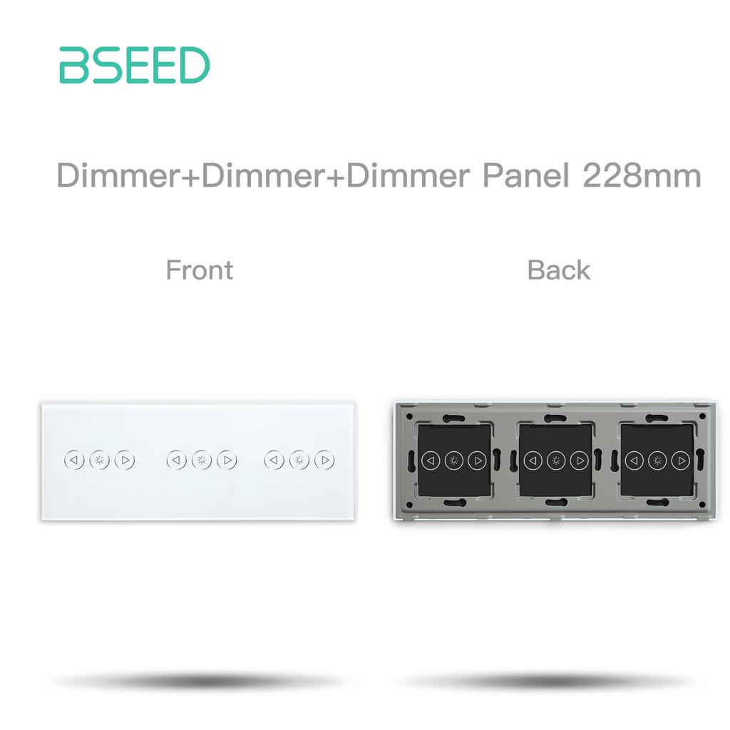 BSEED 228mm Triple Touch Glass Panel With Metal Frame 1/2/3Gang White Black Golden Grey Use For Wall Light Switches DIY Part