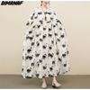 DIMANAF 2023 Women Dress Summer Sundress Linen Beach Holiday Print Pattern Fashion Lady Vestidos Loose Casual Maxi Dress Oversize