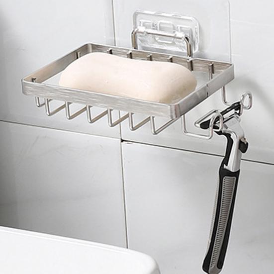 1/2 шт., настенное крепление, мыльница, боковые крючки, полый держатель из нержавеющей стали для душа, контейнер для мыла, коробка для хранения, кухонные принадлежности для ванной комнаты