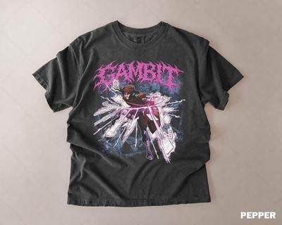 Vintage Marvel X-men Gambit Graphic Comfort Colors Shirt, Retro Gambit Playing Cards Shirt, Xmen Comic Book Shirt, Gift for X-Men Fan