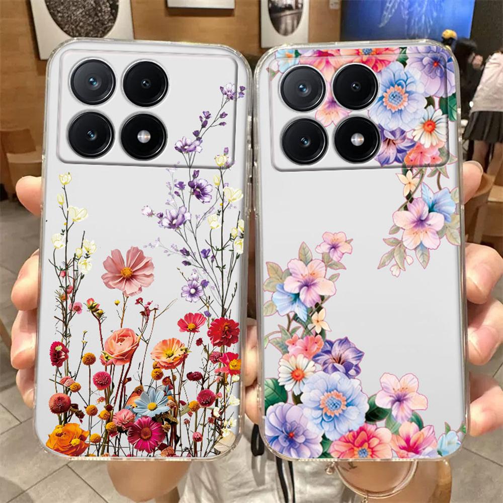 Цветочная композиция Роза Ромашка Прозрачный чехол для телефона Xiaomi Poco X6 X3 X4 X5 M4 Pro M5s Ударопрочный Мягкий Прозрачная крышка для девочек