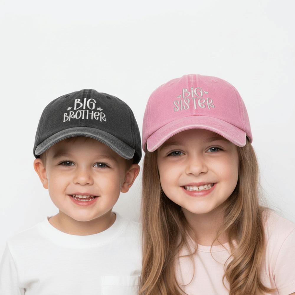 Vintage Big Brother Big Sister Caps Adjustable Kids Dad Hat Fashion Siblings Baseball Hats Gifts
