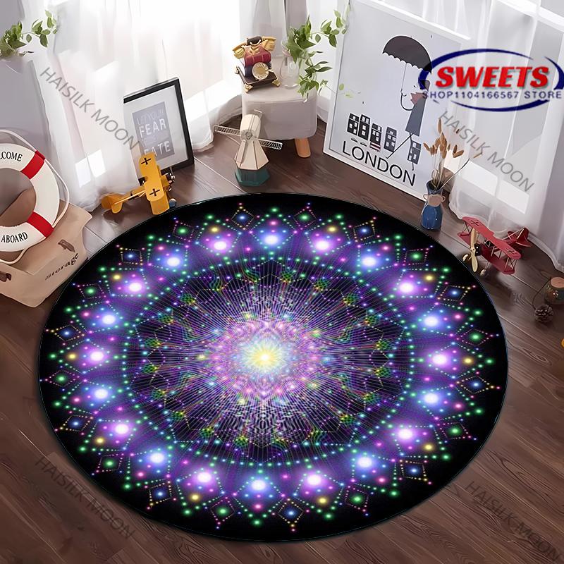 Роскошный круглый ковер с принтом цветка мандалы, декоративный коврик для спальни, гостиной, под диван, топ-10 праздничных подарков для семьи и друзей