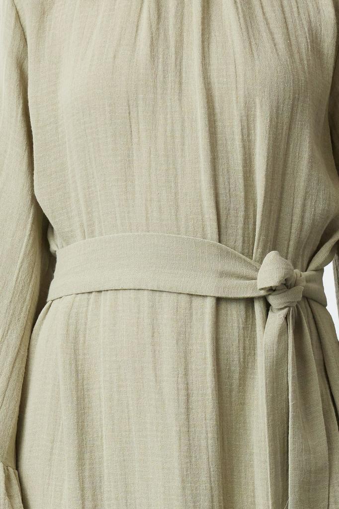 Women's Style Hijab Dress Mint Skirt Ruffled Seersucker Dress