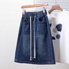2025 Plus Size Summer Denim Skirts Women Blue Fashion A-Line Jeans Lady High Waist Casual Show Thin Stylish Dress Elegant Skirt