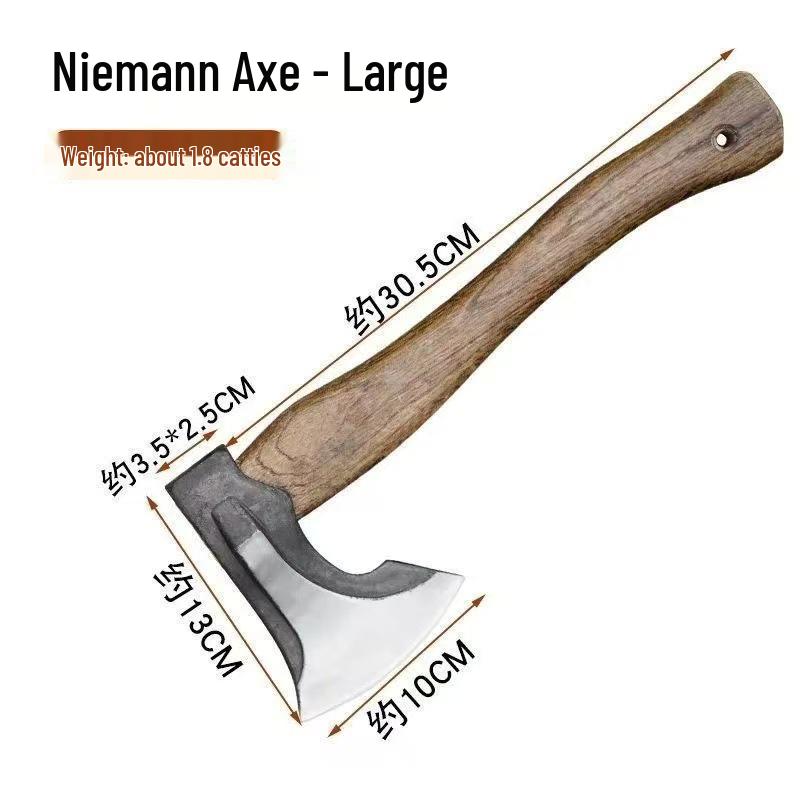 Hand-Forged Long-Handled Camping Axe for Wood Splitting and Firewood Cutting