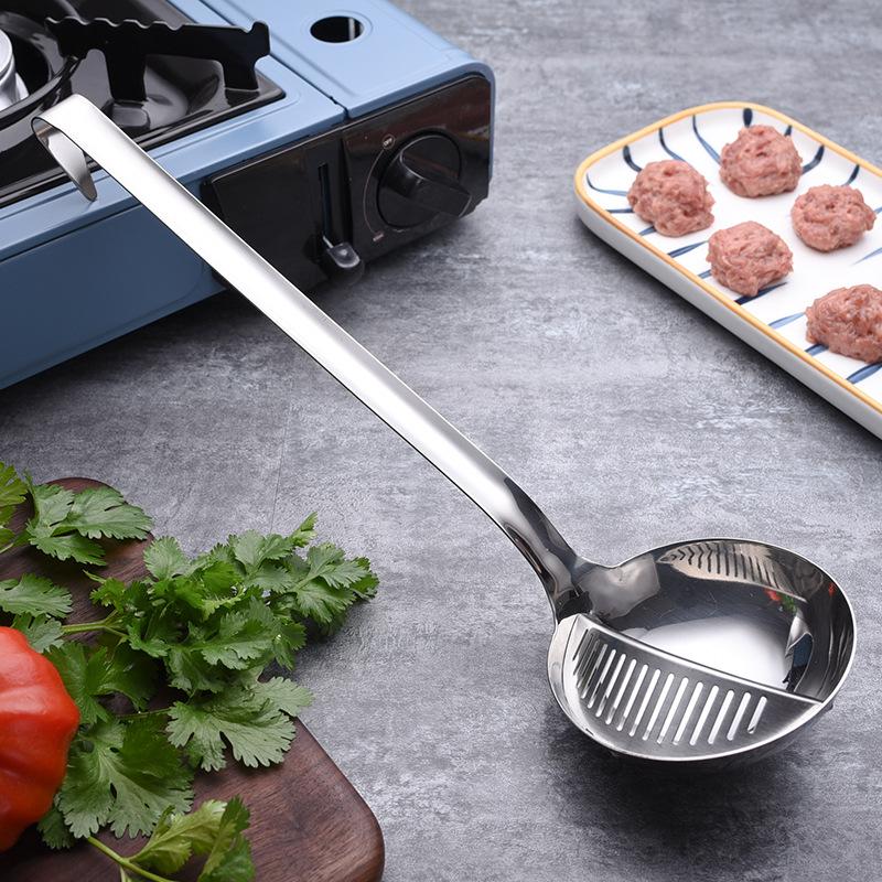 2 в 1 ложка для супа с длинной ручкой, домашний ковш, сито из нержавеющей стали, дуршлаг, кухонный совок для каши, посуда, инструмент